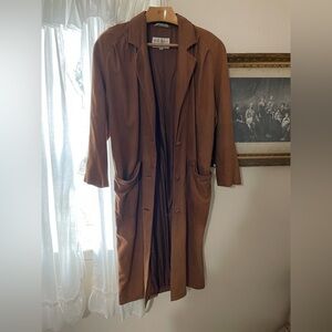 Vintage Dark Tan Full Length Leather Coat